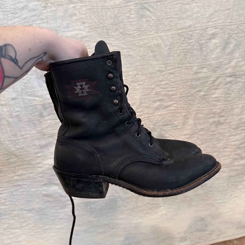 Vintage Justin roper boots with Aztec embroidery